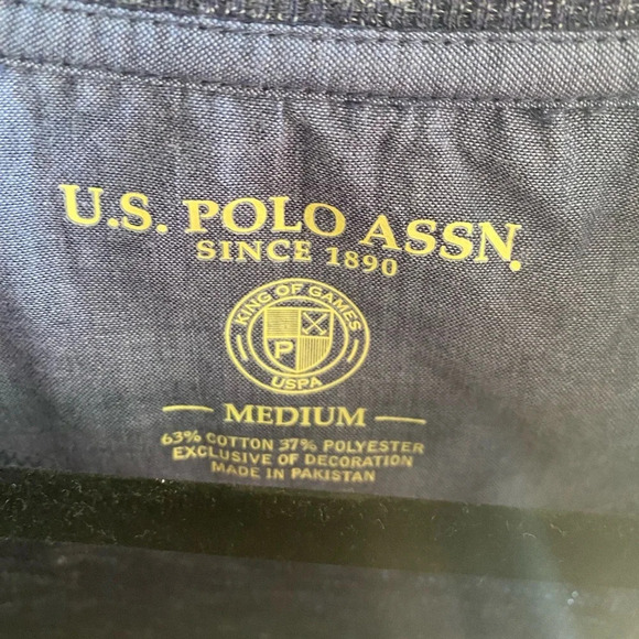 U.S.Polo ASSN Shirt Men's Medium Blue Henley Striated Long Sleeve New With Tags - Picture 2 of 6